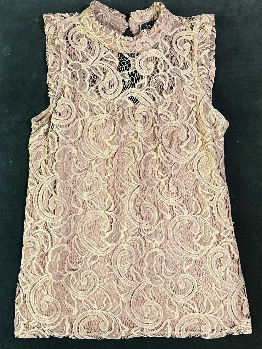 Sleeveless Lace Mock-Neck Camisole in Blush Pink